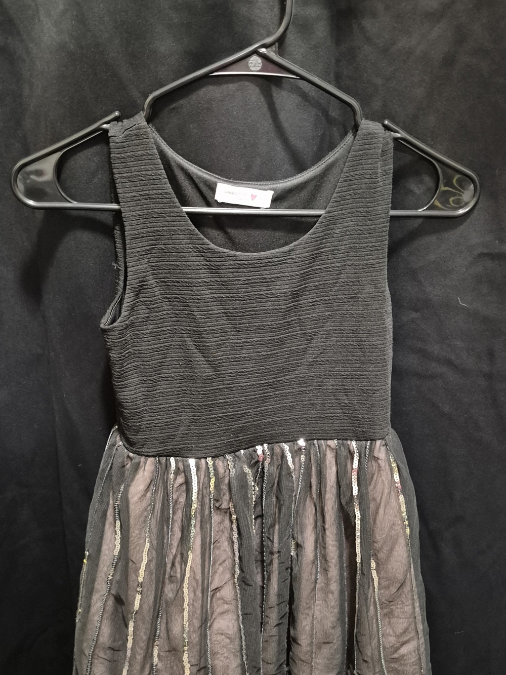 Beautees Black Sleeveless Sequin-Striped Party Dress